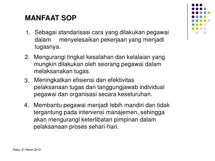 tugas seorang marketing secara umum Pedoman Penyusunan SOP