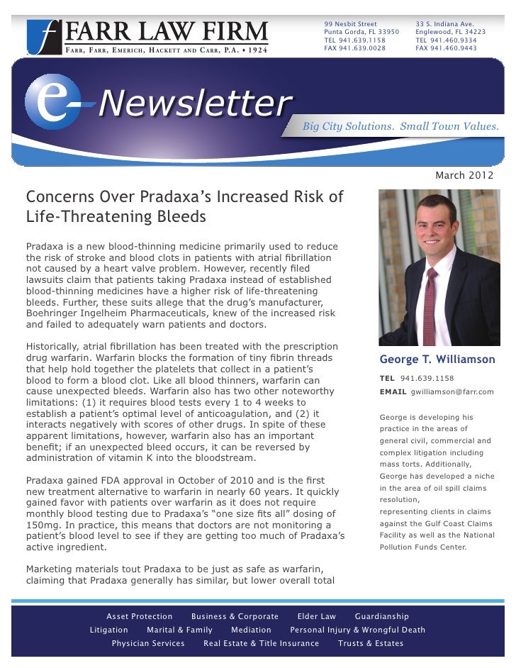 concerns over pradaxa s increased risk of life threatening bleeds