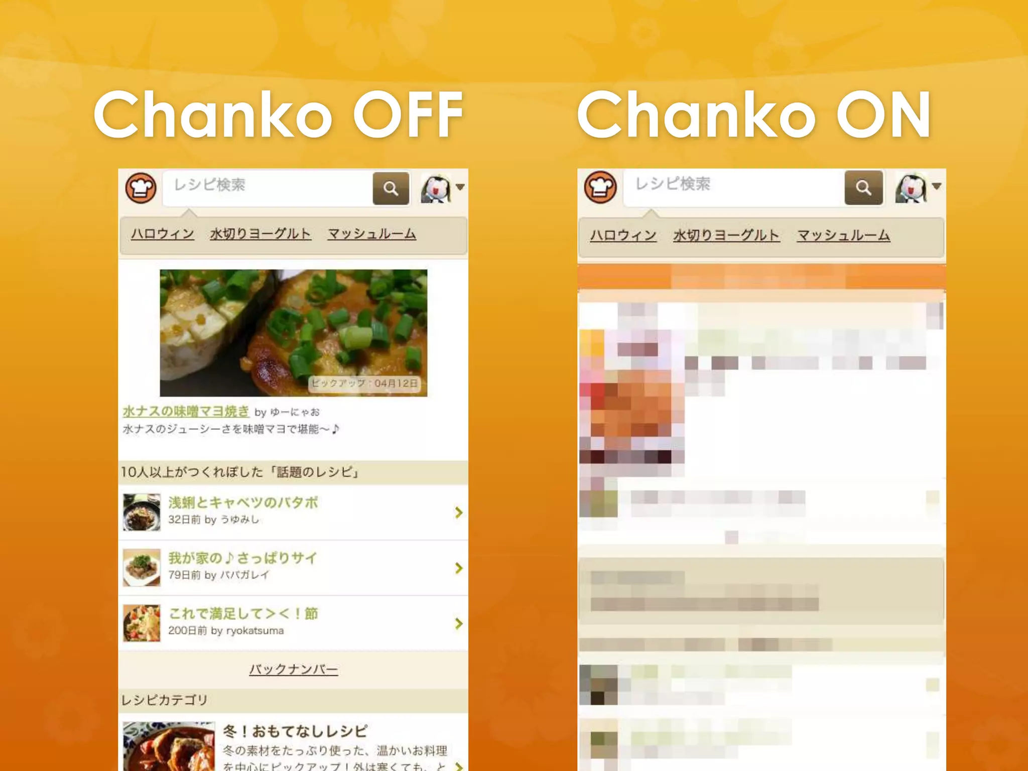 Chanko OFF   Chanko ON
 