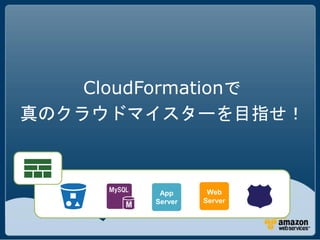 CloudFormationで
真のクラウドマイスターを目指せ！



          App      Web
         Server   Server
 