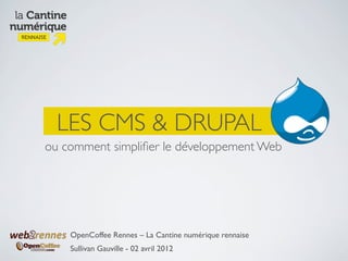 LES CMS & DRUPAL
ou comment simpliﬁer le développement Web




    OpenCoffee Rennes – La Cantine numérique rennaise
    S...