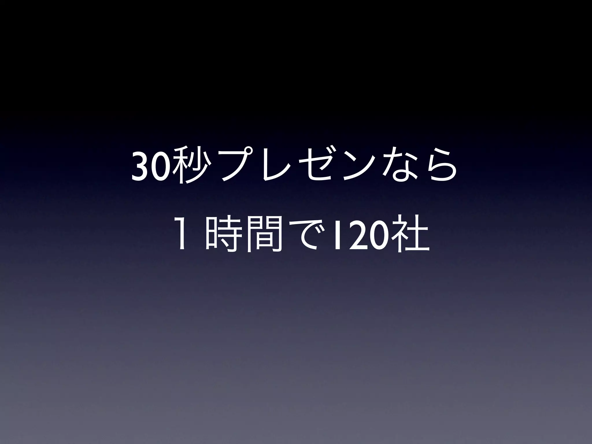 30秒プレゼンなら
１時間で120社
 