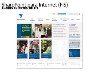 SharePoint para Internet (FIS)
Alguns clientes de FIS
 