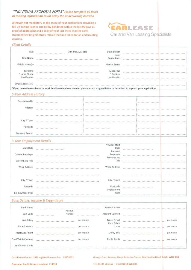 car leasing proposal lease proposal