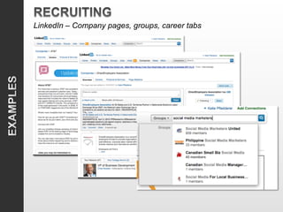 LinkedIn – Company pages, groups, career tabs
 