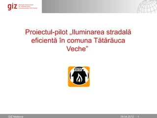 Proiectul-pilot „Iluminarea stradală
                eficientă în comuna Tătărăuca
                             Veche”




GIZ Moldova                                   27.04.12 Seite 1
                                              09.04.2012 1
 