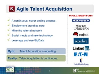 Agile Talent Acquisition

   A continuous, never-ending process
   Employment brand as core
   Mine the referral networ...