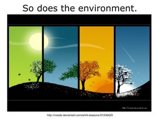 So does the environment.




     http://vxside.deviantart.com/art/4-seasons-81436429
 