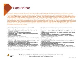 Safe Harbor
Safe Harbor Statement under the Private Securities Litigation Reform Act of 1995 (the “Act”): Certain material...