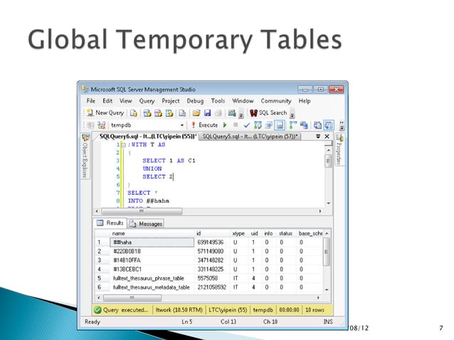 20120504 tsql temp_table | PPT | Databases | Computer Software and ...