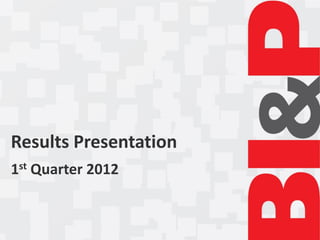 Results Presentation
1st Quarter 2012
 