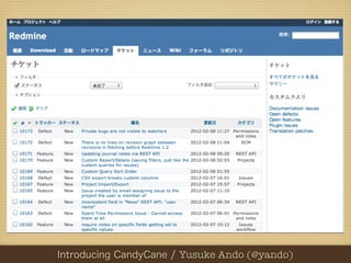 PHPカンファレンス関西2012 Yusuke Ando (@yando)
  Introducing CandyCane / / Yusuke Ando (@yando)
 