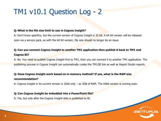 IBM Cognos TM1 v10.1: Planning Best Practices -- Questions & Answers | PDF