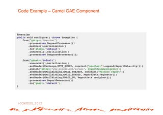 Code Example – Camel GAE Component
 