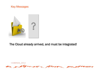 Key Messages




The Cloud already arrived, and must be integrated!
 