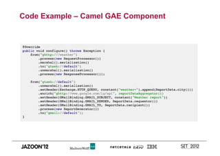 Code Example – Camel GAE Component
 