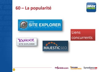 60 – La popularité
Liens
concurrents
 