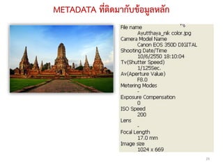 METADATA ทีตดมากับข้อมูลหลัก
           ่ ิ




                               29
 