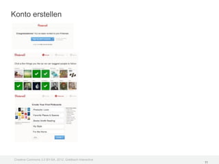 Konto erstellen




Creative Commons 3.0 BY-SA, 2012, Goldbach Interactive
                                                         11
 