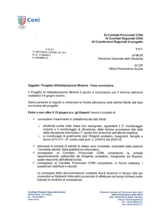 Progetto Alfabetizzazione Motoria Fase conclusiva 2012