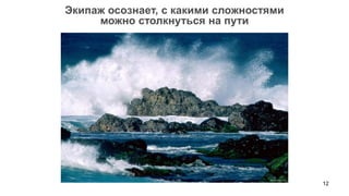 Экипаж осознает, с какими сложностями
     можно столкнуться на пути




                                        12
 