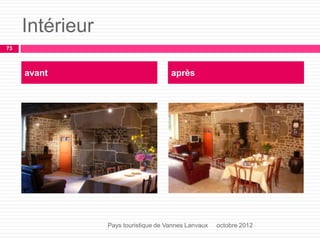 Intérieur
octobre 2012
73
Pays touristique de Vannes Lanvaux
avant après
 