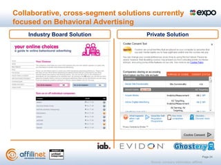 Collaborative, cross-segment solutions currently
focused on Behavioral Advertising
    Industry Board Solution          Private Solution




                                                                               Page 24
                                      Source: company information, affilinet
 