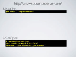 http://www.sequenceserver.com/
1. Installing
   gem install sequenceserver




2. Conﬁgure.
   # .sequenceserver.conf
   bin: ~/ncbi-blast-2.2.25+/bin/
   database: /Users/me/blast_databases/
 