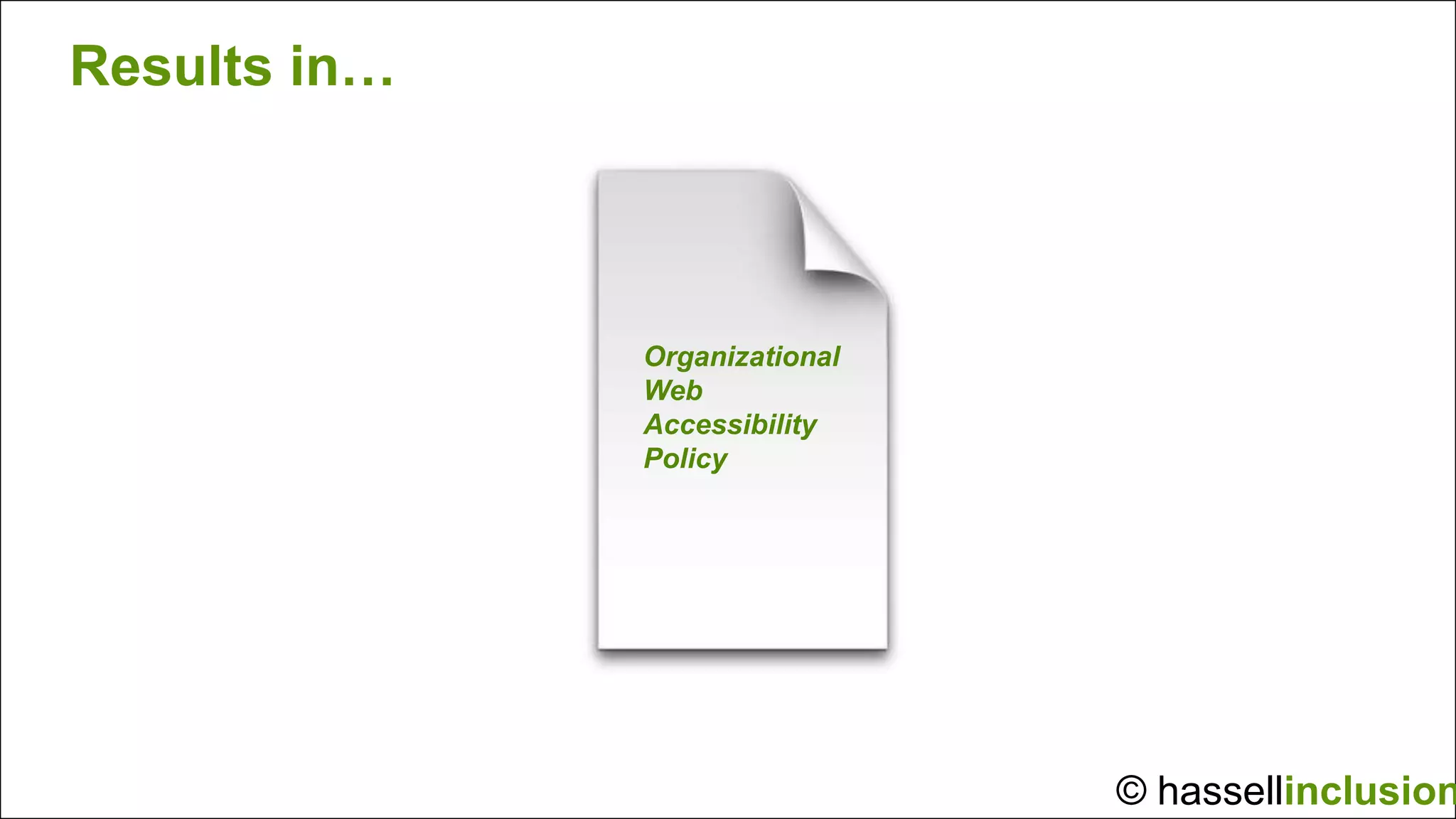 Results in…



              Organizational
              Web
              Accessibility
              Policy




                               © hassellinclusion
 