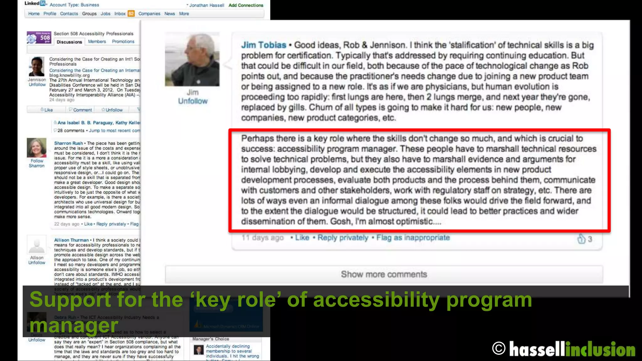 Support for the ‘key role’ of accessibility program
manager
                                              ©
 