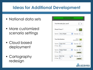Ideas for Additional Development

• National data sets

• More customized
  scenario settings

• Cloud based
  deployment

• Cartography
  redesign
 