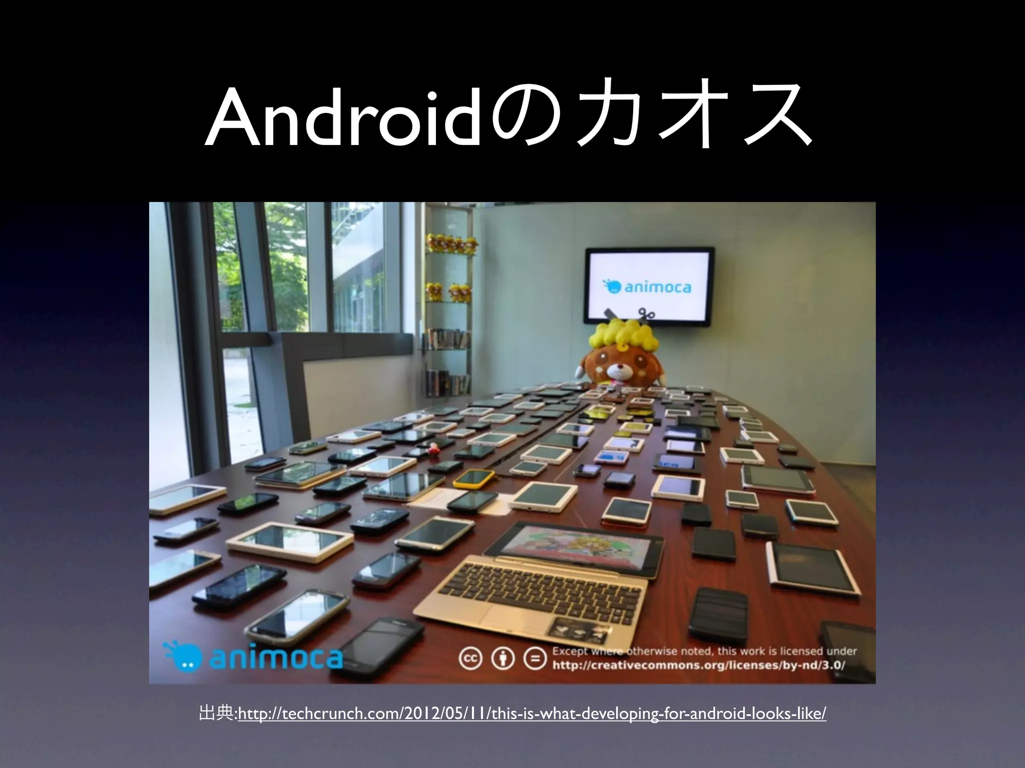 Androidのカオス




出典:http://techcrunch.com/2012/05/11/this-is-what-developing-for-android-looks-like/
 