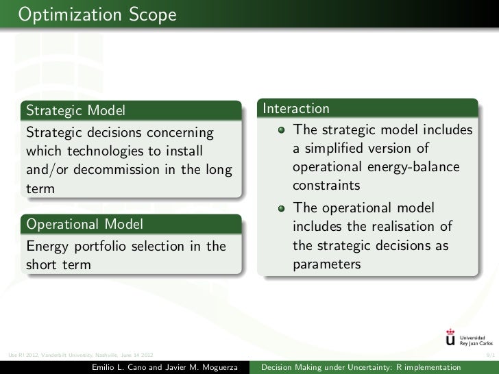 Decision Making under Uncertainty: R implementation for ...