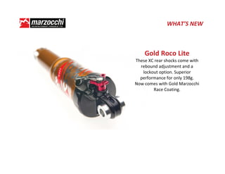 t, d͛^ Et



    'ŽůĚ ZŽĐŽ ŝƚĞ
dŚĞƐĞ y ƌĞĂƌ ƐŚŽĐŬƐ ĐŽŵĞ ǁŝƚŚ
  ƌĞďŽƵŶĚ ĂĚũƵƐƚŵĞŶƚ ĂŶĚ Ă
   ůŽĐŬŽƵƚ ŽƉƚŝŽŶ͘ ^ƵƉĞƌŝŽƌ
  ƉĞƌĨŽƌŵĂŶĐĞ ĨŽƌ ŽŶůǇ ϭϵϴŐ͘
EŽǁ ĐŽŵĞƐ ǁŝƚŚ 'ŽůĚ DĂƌǌŽĐĐŚŝ
        ZĂĐĞ ŽĂƚŝŶŐ͘
 