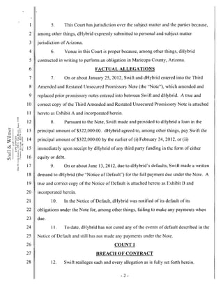 Swift v dHybrid Complaint (2012)