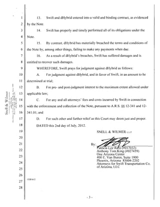 Swift v dHybrid Complaint (2012)