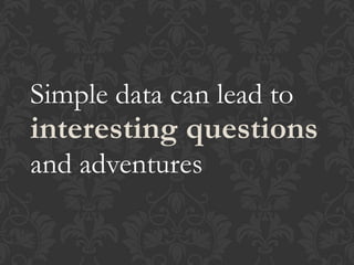 Simple data can lead to
interesting questions
and adventures
 