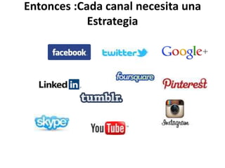 Entonces :Cada canal necesita una
Estrategia
 