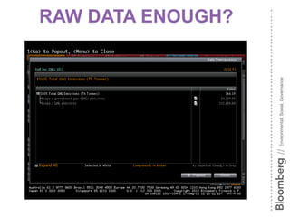 RAW DATA ENOUGH?




// Environmental, Social, Governance
 