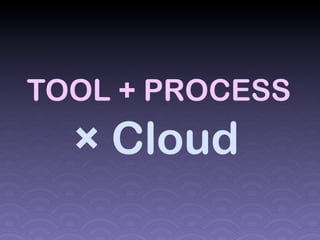 TOOL + PROCESS
  × Cloud
 