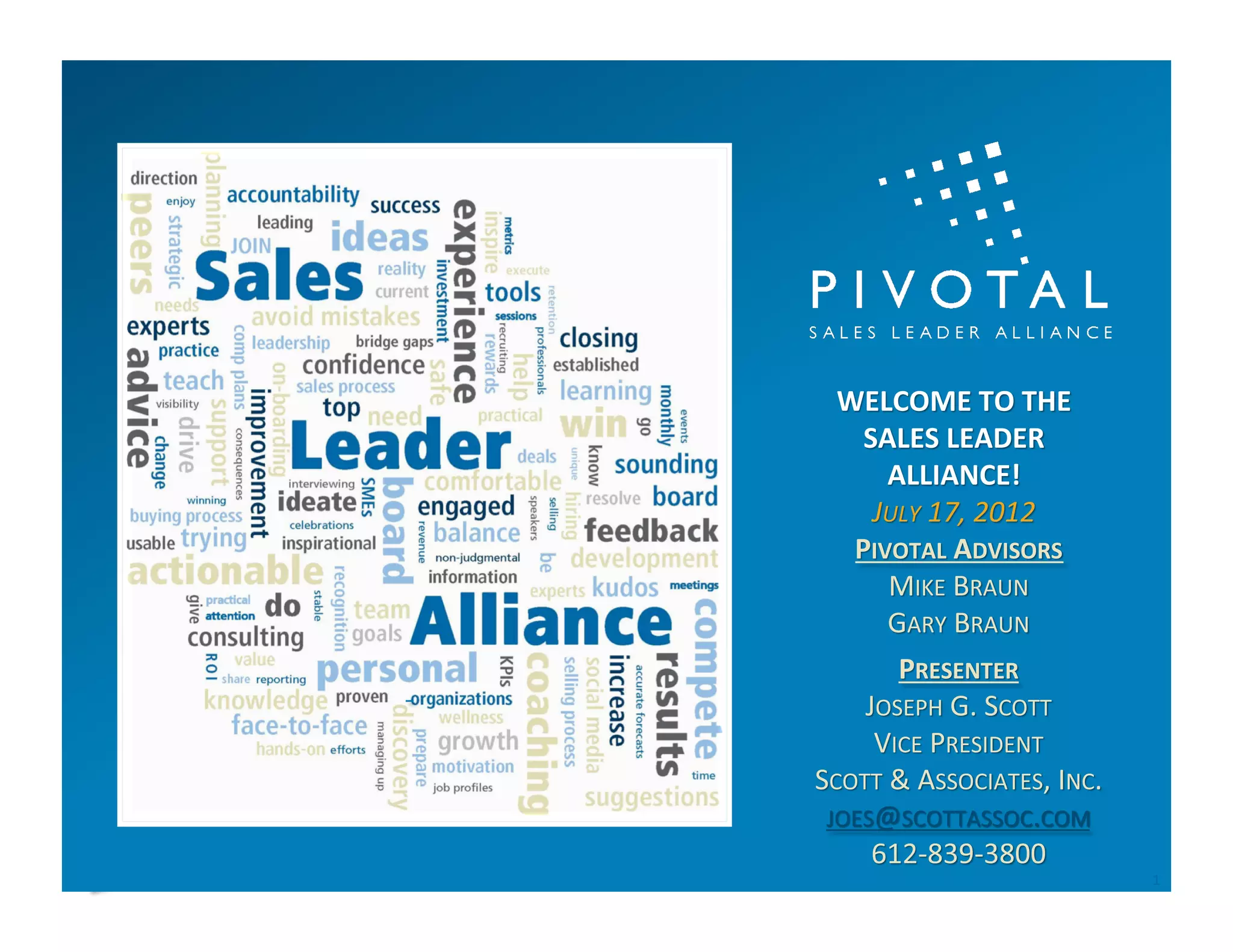 P I V OTA L
          	
  
   ADVISORS	
  




                  1	
  
 