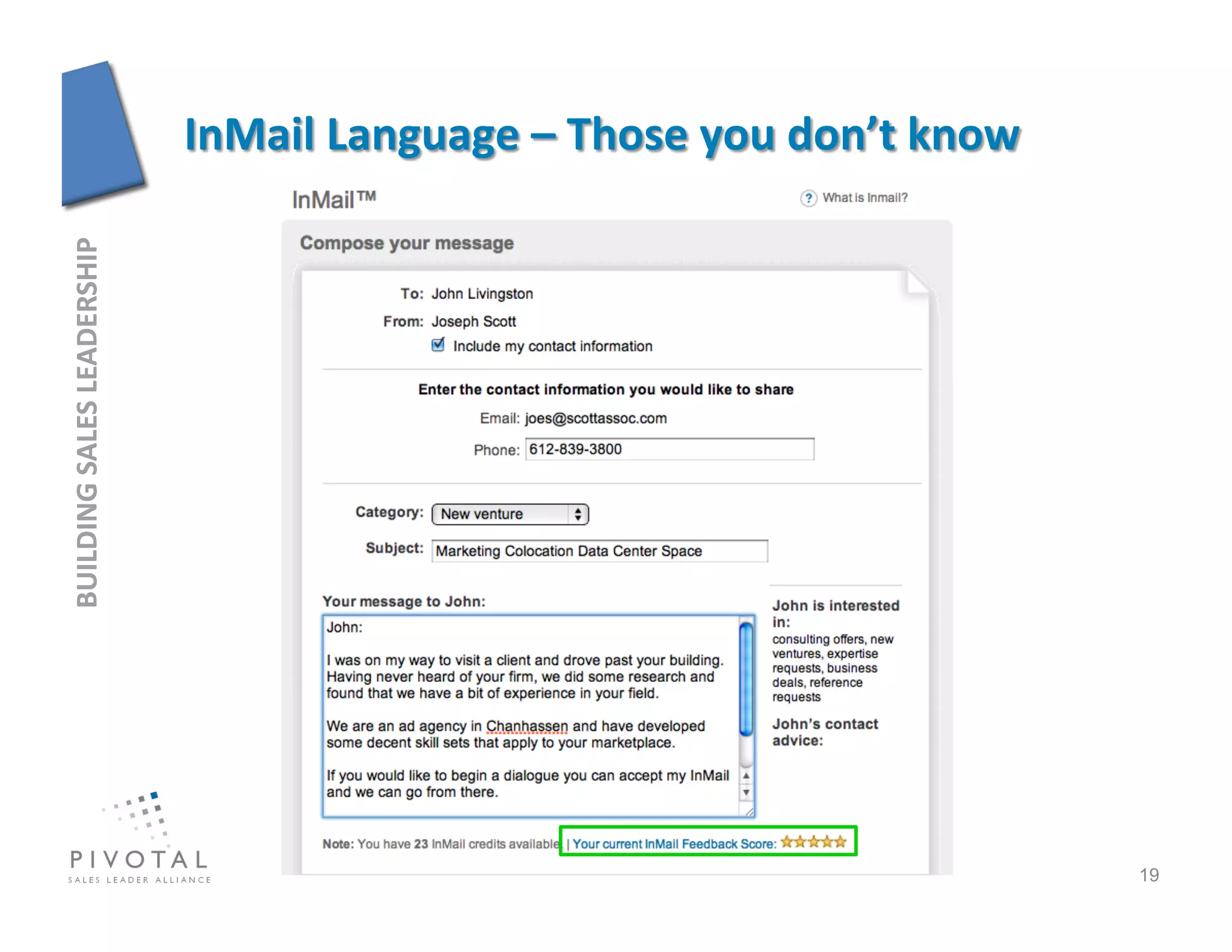 BUILDING	
  SALES	
  LEADERSHIP	
  




19
 