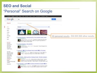 SEO and Social
“Personal” Search on Google
 