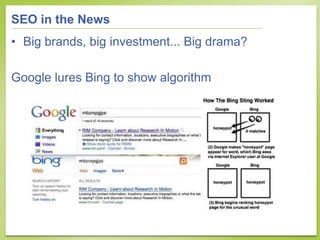 SEO in the News
• Big brands, big investment... Big drama?

Google lures Bing to show algorithm
 