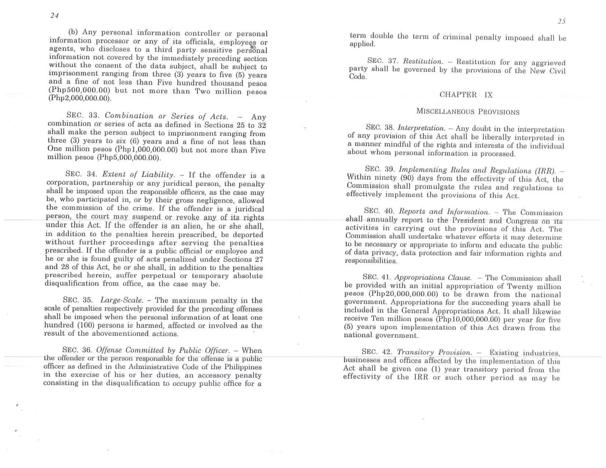 Philippine Republic Act No. 10173 Data Privacy Act of 2012