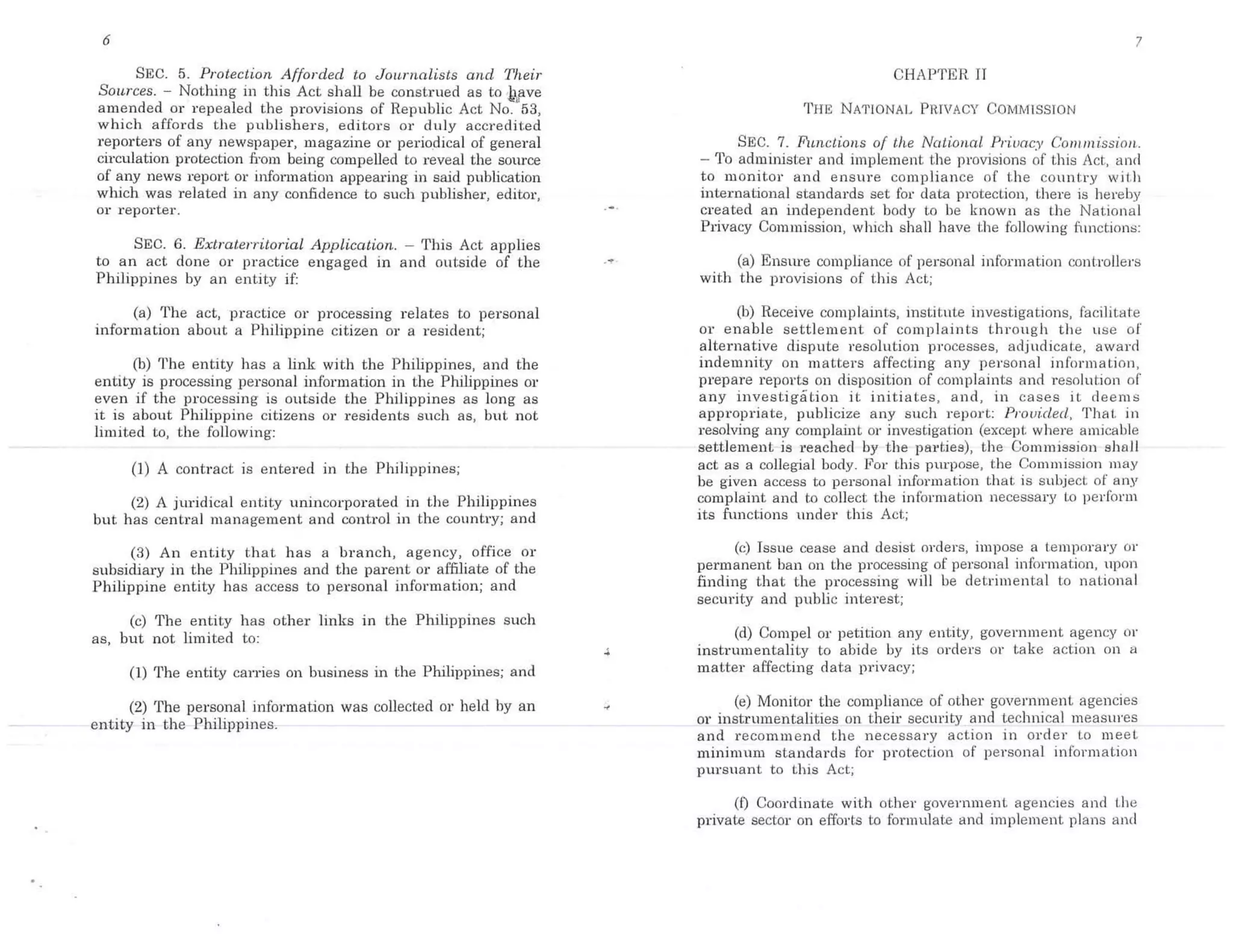 Philippine Republic Act No. 10173 Data Privacy Act of 2012