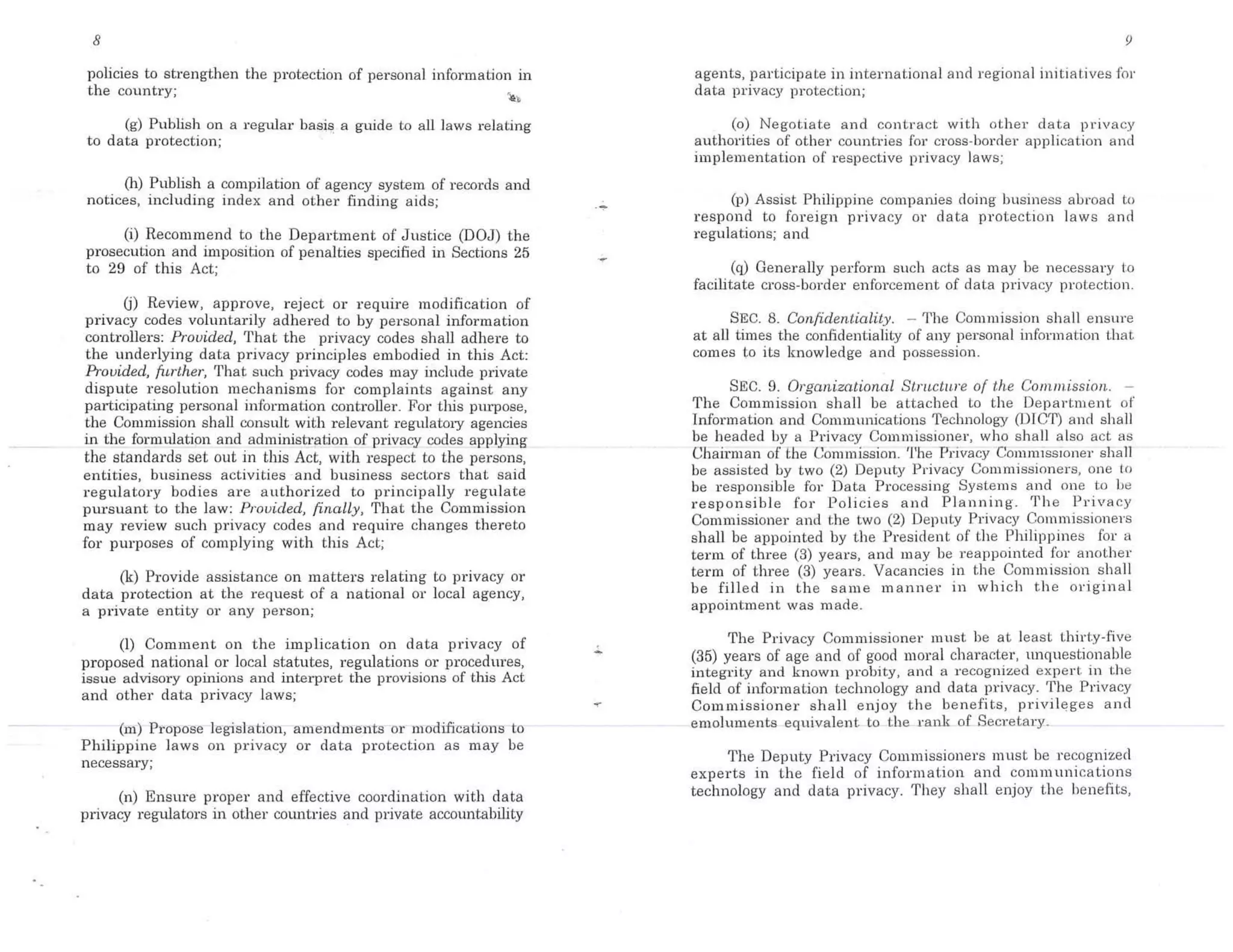 Philippine Republic Act No. 10173 Data Privacy Act of 2012