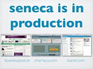 seneca is in
  production

businesspost.ie   chartaca.com   stanzr.com
 