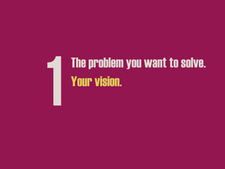 1

The problem you want to solve.
Your vision.

 