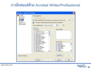 การฝcงฟอนต*ดิจิทัลด้วย Drupalวย Acrobat Writer/Professional




www.stks.or.th
                                                                           34
 